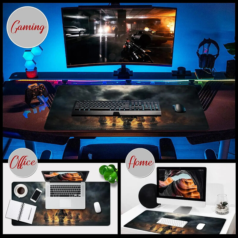 Skull Cloud Pirate Boat Mouse Pad Tampă de mouse mare pentru jocuri 35 x 15,7 inci Mouse Pad mare din cauciuc antiderapant pentru laptop, PC, birou