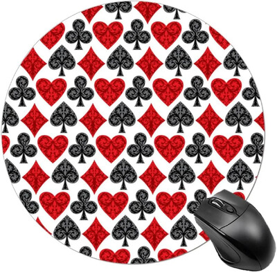 Carte de joc Poker Mouse Pad rotund Tapete de mouse drăguțe Covoraș antiderapant pentru laptop, computer, birou, acasă, 7,9 x 7,9 inci