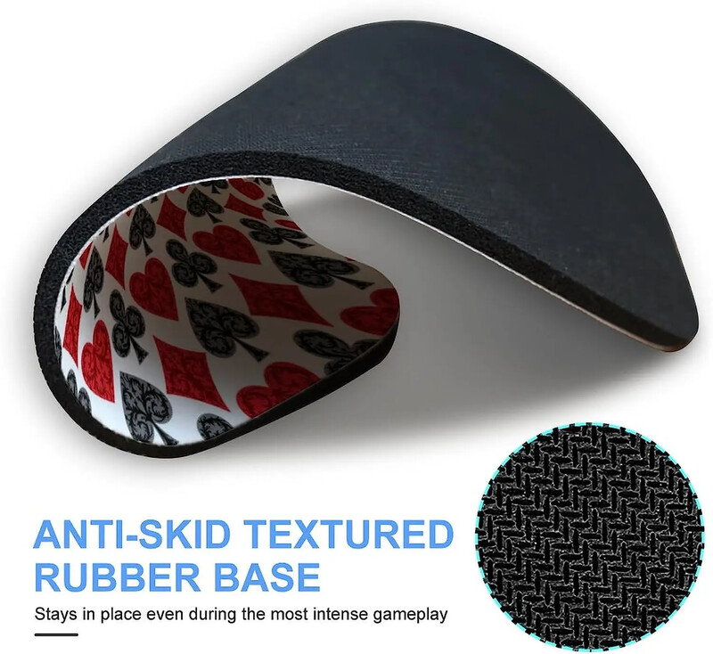 Carte de joc Poker Mouse Pad rotund Tapete de mouse drăguțe Covoraș antiderapant pentru laptop, computer, birou, acasă, 7,9 x 7,9 inci