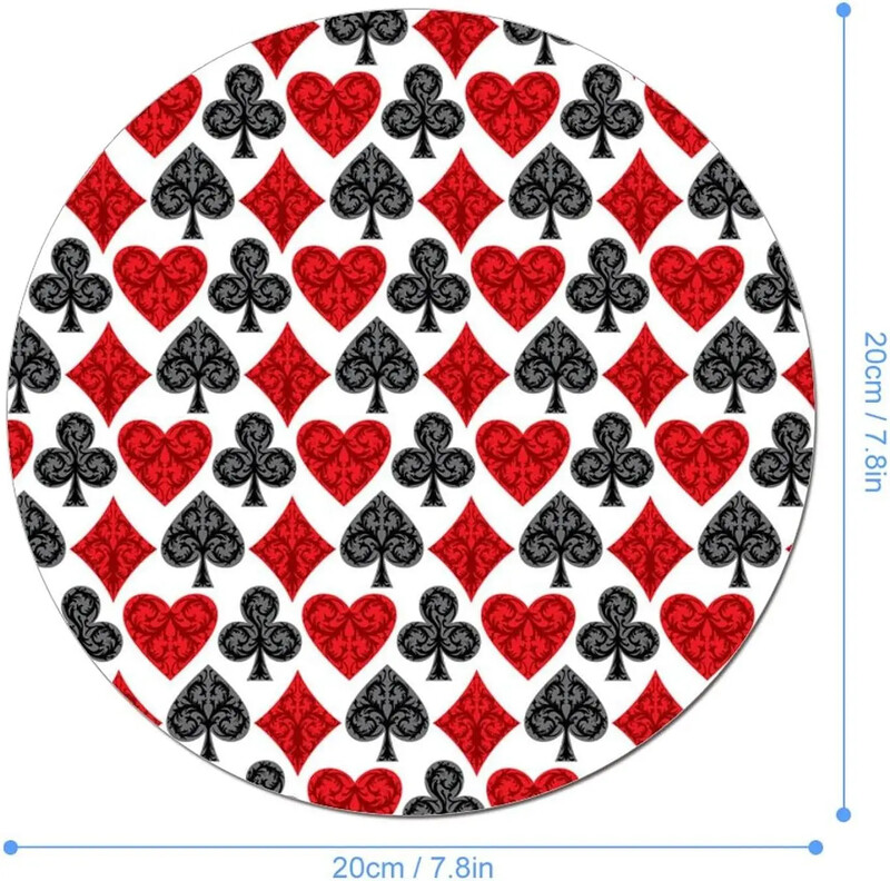 Carte de joc Poker Mouse Pad rotund Tapete de mouse drăguțe Covoraș antiderapant pentru laptop, computer, birou, acasă, 7,9 x 7,9 inci