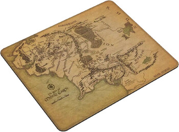 Χάρτης Middle Earth Mouse Pad με ραμμένες άκρες - Αντιολισθητικό ποντίκι με βάση από καουτσούκ για φορητό υπολογιστή gaming Office Home 7,9×9,5 ίντσες