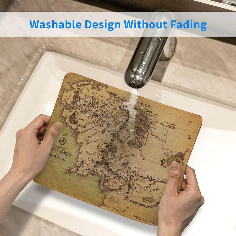 Mouse Pad Harta Pământului de Mijloc cu margini cusute - Mouse Pad antiderapant din cauciuc pentru laptop, jocuri, birou, acasă 7,9 × 9,5 inci