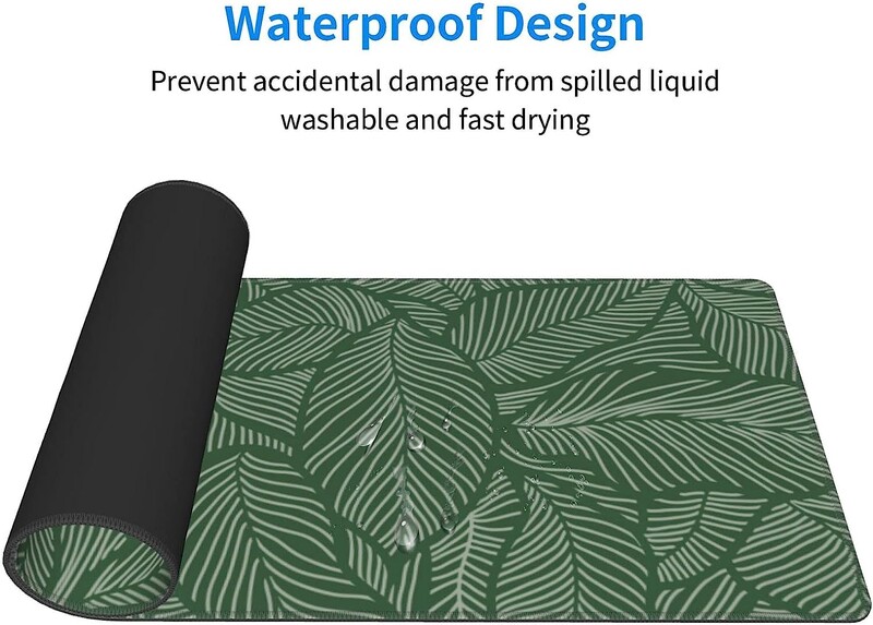 Tampă de mouse mare pentru gaming Covoraș de masă cu frunze despicate cu frunze despicate Covoraș de masă drăguț pentru femei Cadouri Covorașe impermeabile (verde 31,5*11,8 inci)