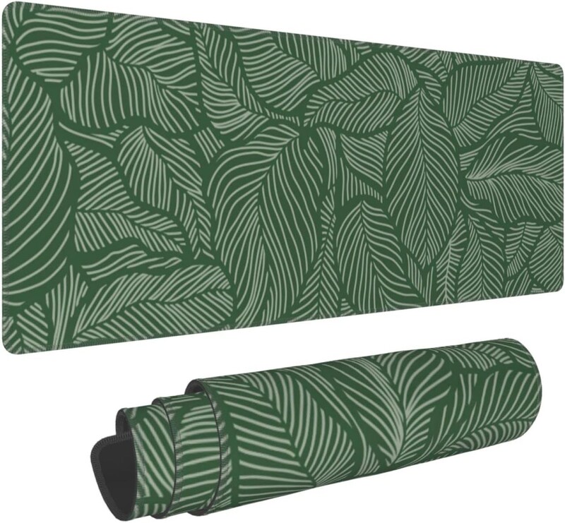 Tampă de mouse mare pentru gaming Covoraș de masă cu frunze despicate cu frunze despicate Covoraș de masă drăguț pentru femei Cadouri Covorașe impermeabile (verde 31,5*11,8 inci)