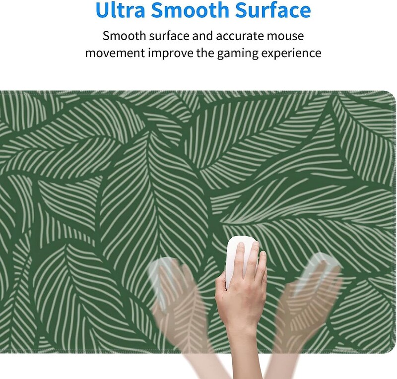 Tampă de mouse mare pentru gaming Covoraș de masă cu frunze despicate cu frunze despicate Covoraș de masă drăguț pentru femei Cadouri Covorașe impermeabile (verde 31,5*11,8 inci)
