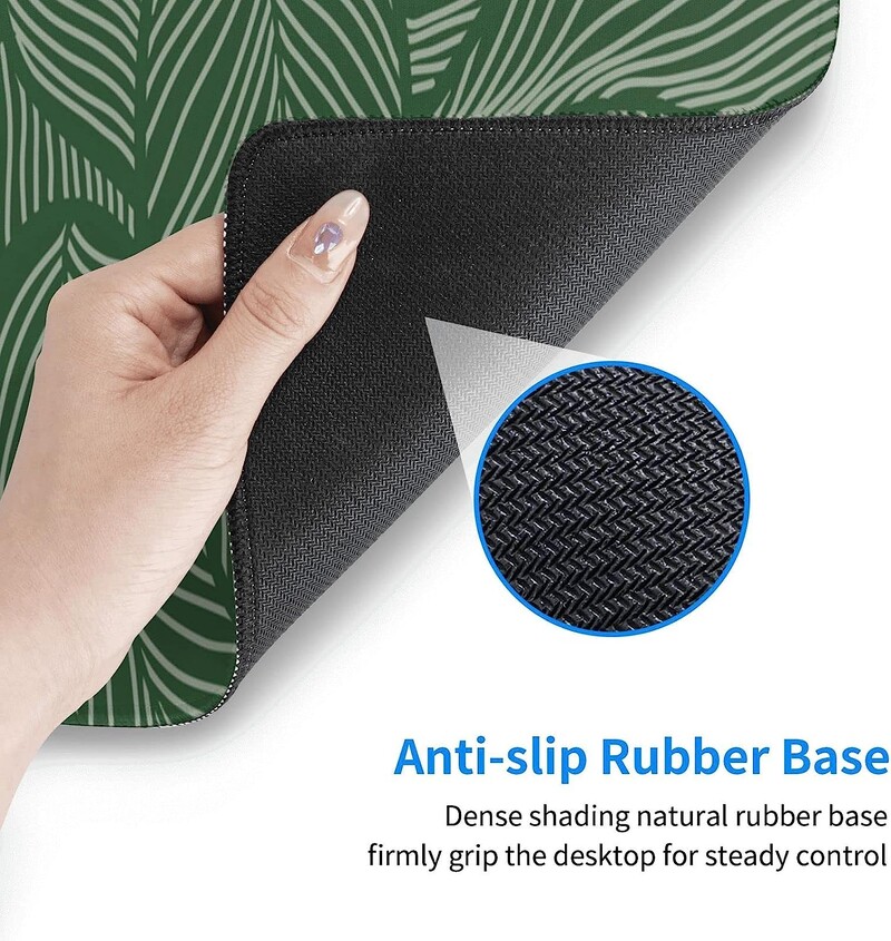 Tampă de mouse mare pentru gaming Covoraș de masă cu frunze despicate cu frunze despicate Covoraș de masă drăguț pentru femei Cadouri Covorașe impermeabile (verde 31,5*11,8 inci)