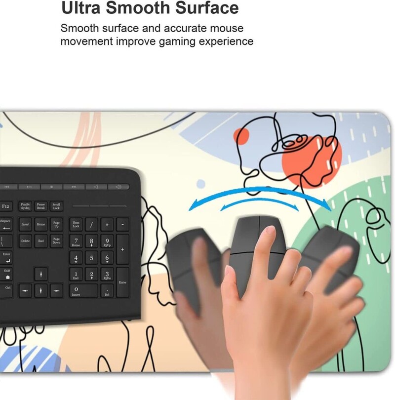 Modern Boho Abstract Geometric Floral Mouse Pad Gaming XL Mousepad mare Covoraș de birou pentru tastatură mare prelungită 31,5 X 11,8 inci