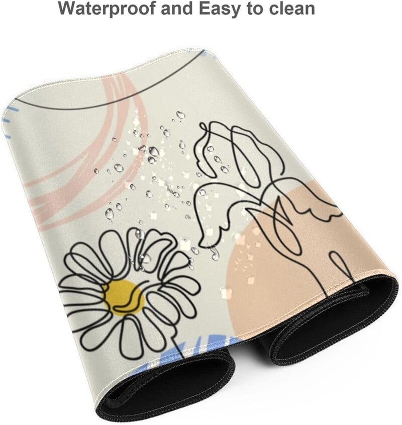 Modern Boho Abstract Geometric Floral Mouse Pad Gaming XL Mousepad mare Covoraș de birou pentru tastatură mare prelungită 31,5 X 11,8 inci