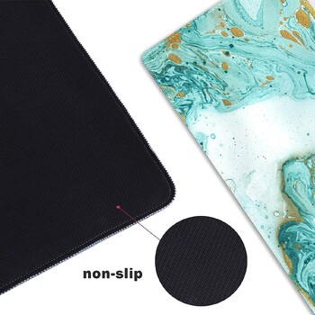 Extended Gaming Mouse Pad XXL Large Long Mousepad Αντιολισθητική βάση από καουτσούκ ραμμένες άκρες 35,1 x 15,7 σε Teal Turquoise Marble