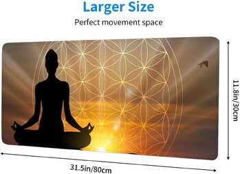 Large Mouse Pad Human Body Yoga Meditation and Flower of Life Μεγάλο XL Desk Mat Extended Waterproof Mouse Mat 31,5 X 11,8 ίντσες