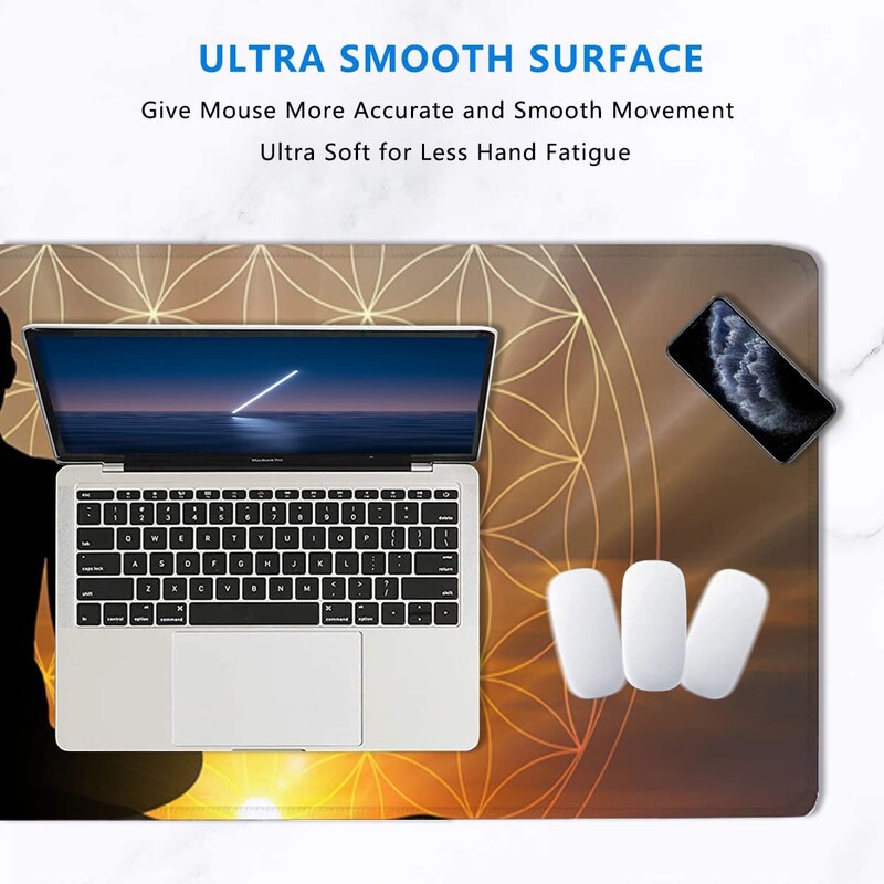 Tampă de mouse mare Corpul uman Yoga Meditație și Floarea Vieții Covoraș de birou mare XL Covoraș de mouse extins impermeabil 31,5 X 11,8 inci
