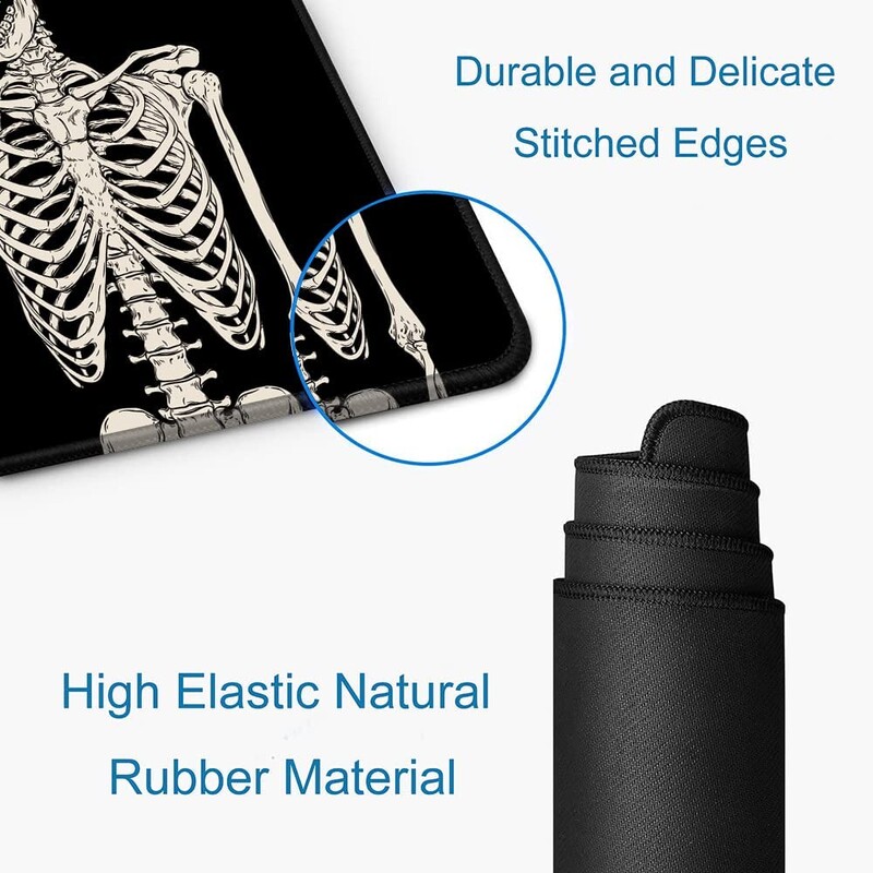 Mouse Pad Gaming Mouse Pad mari pentru birou Baza de cauciuc antiderapante Mousepad Tastatura Mouse Mat 31,5x11,8 inch Black Human Skeleton