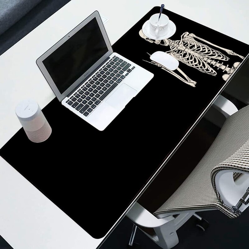 Mouse Pad Gaming Mouse Pad mari pentru birou Baza de cauciuc antiderapante Mousepad Tastatura Mouse Mat 31,5x11,8 inch Black Human Skeleton