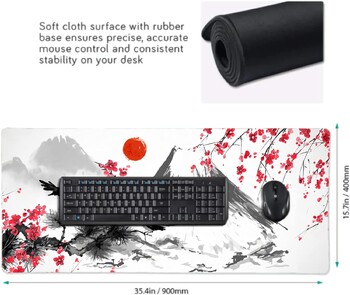 Ιαπωνική τέχνη Large Mouse Pad Mouse Pad Extended Mouse Mat Pad Desk Pad Μακρά αντιολισθητική βάση από καουτσούκ 31,5x11,8x0,12 ίντσες