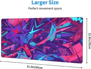 Metaverse Cyber Graffiti XL Large Mouse Pad Extended Pad με ραμμένες άκρες, αντιολισθητικές αδιάβροχο Full Long Mousepad 31,5X11,8In