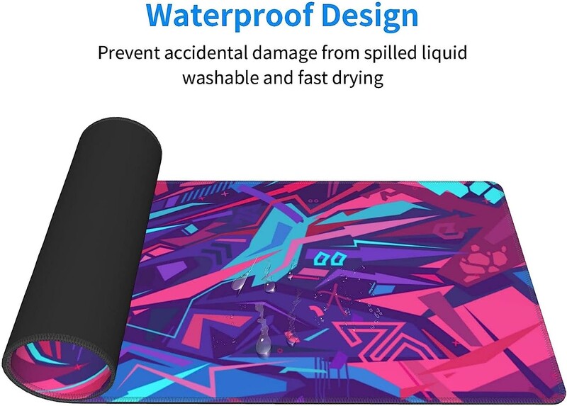 Tampă de mouse mare Metaverse Cyber Graffiti XL Pad extins cu margini cusute Anti-alunecare Tampă de mouse complet lungă, impermeabilă, 31,5 x 11,8 inci