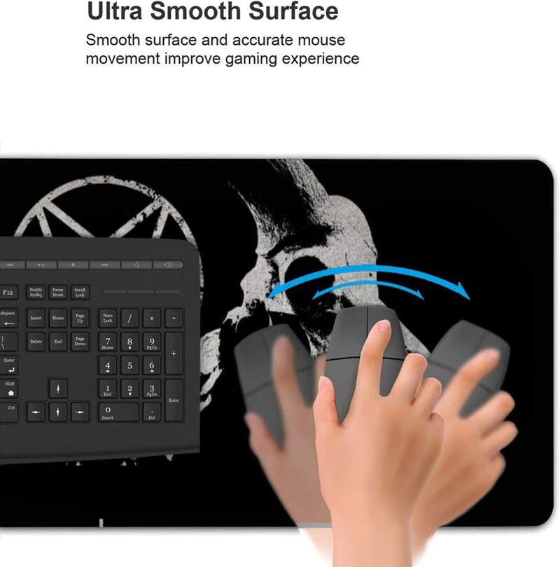 Gothic Occult Satan Penta Symbol Skull XL Tampă de mouse mare Anti-alunecare Tampoane lungi prelungite Mousepad Covoraș de masă din cauciuc 31,5X11,8 inch