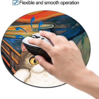 Cute Cat Round Mouse Pad Μικρά, αντιολισθητικά, λαστιχένια μαξιλαράκια για ποντίκι Υπολογιστή και φορητό υπολογιστή για ποντίκι για διακόσμηση γραφείου για παιχνίδια