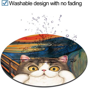 Cute Cat Round Mouse Pad Μικρά, αντιολισθητικά, λαστιχένια μαξιλαράκια για ποντίκι Υπολογιστή και φορητό υπολογιστή για ποντίκι για διακόσμηση γραφείου για παιχνίδια