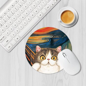 Cute Cat Round Mouse Pad Μικρά, αντιολισθητικά, λαστιχένια μαξιλαράκια για ποντίκι Υπολογιστή και φορητό υπολογιστή για ποντίκι για διακόσμηση γραφείου για παιχνίδια