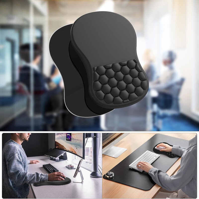 Mouse Pad ergonomic pentru suport pentru încheietura mâinii, pernă din spumă cu memorie, design cu lovituri de masaj, ameliorarea durerii în tunelul carpian, birou și jocuri