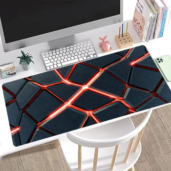 Μεγάλο gaming mousepad με γεωμετρικό σχέδιο κόκκινου φωτός, αντιολισθητική λαστιχένια βάση, λεία υφασμάτινη επιφάνεια, ιδανικό για γραφείο, σπίτι και