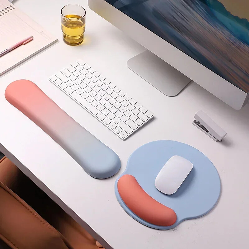 Tampă de sprijin pentru încheietura mâinii Set tampoane de tastatură Pernă ergonomică bază de cauciuc anti-alunecare spumă cu memorie pentru birou, acasă, computer, laptop, desktop, mousepad