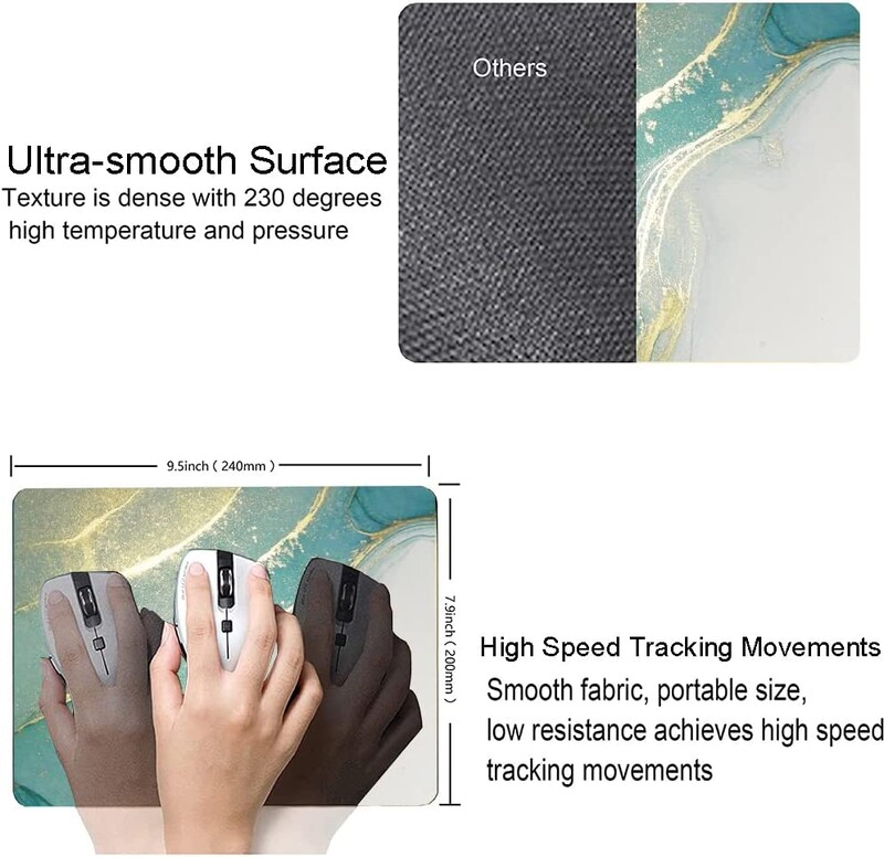 Tampă mouse cu marmură turcoaz și auriu, dreptunghiulare, modele personalizate, impermeabilă, anti-alunecare, mousepad din cauciuc, accesorii de birou, decor birou