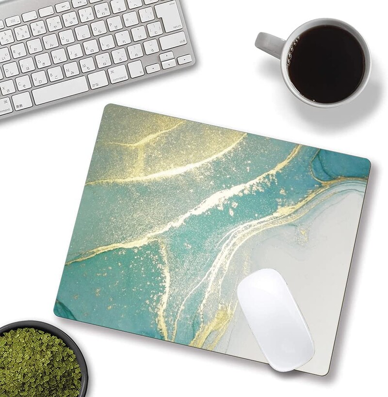 Tampă mouse cu marmură turcoaz și auriu, dreptunghiulare, modele personalizate, impermeabilă, anti-alunecare, mousepad din cauciuc, accesorii de birou, decor birou