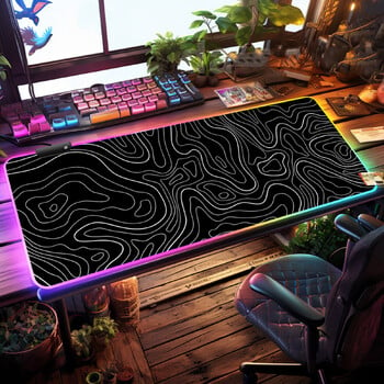 Τοπογραφική σχεδίαση RGB Gaming Mouse Pad Μεγάλο αντιολισθητικό στρώμα γραφείου, λεία αδιάβροχη επιφάνεια, φωτισμός RGB με τροφοδοσία USB