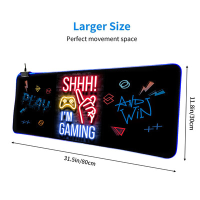 RGB Gaming egérpad – 7 színű LED világítás, élénk dizájn, csúszásmentes alap, sima felület, egygombos vezérlés, játékhoz tökéletes