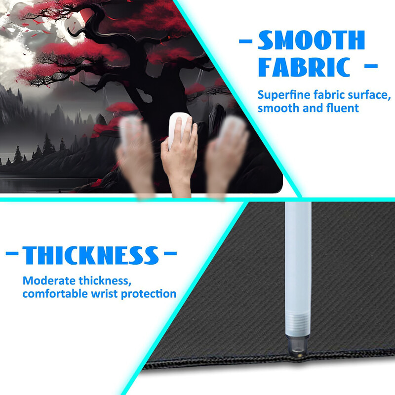 Lunar Serenity cu arțar roșu: mouse pad realizat manual, de lungă durată, pentru muncă și joacă