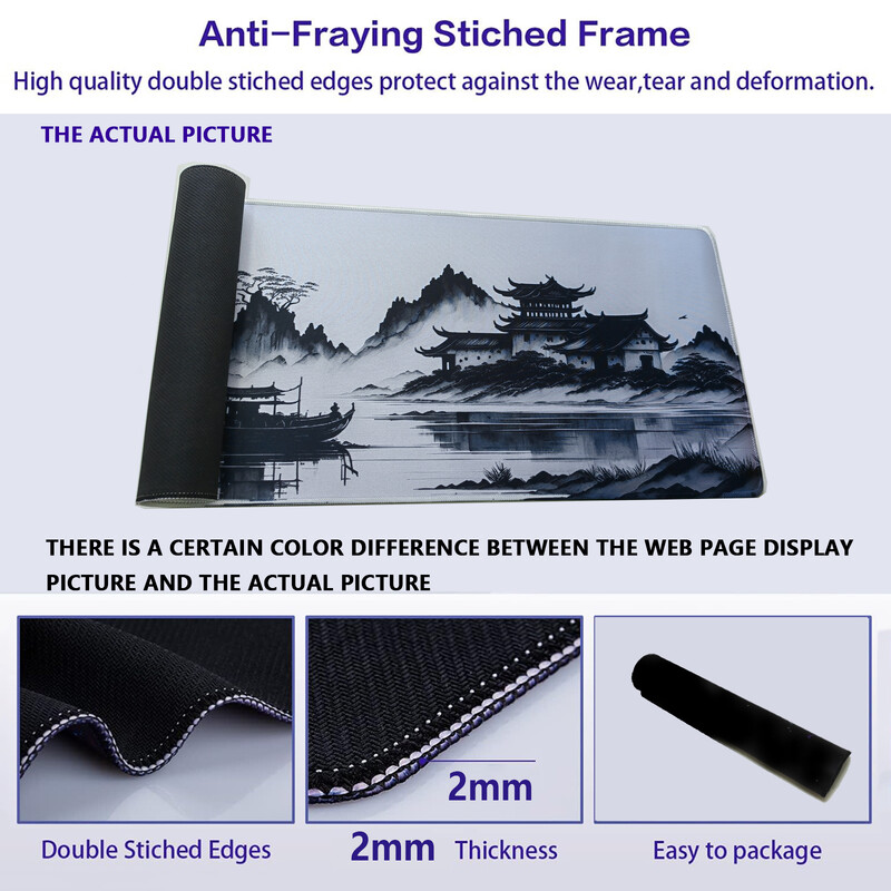 Cerneală și spălare eleganță: mouse pad ergonomic, realizat manual cu pictură chinezească pentru spații de lucru artistice