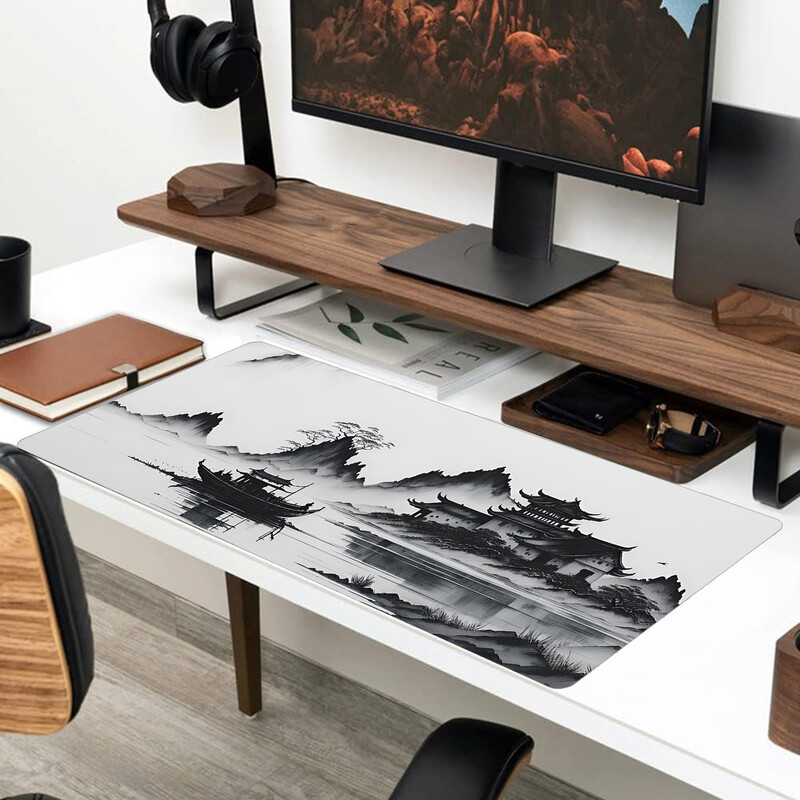 Cerneală și spălare eleganță: mouse pad ergonomic, realizat manual cu pictură chinezească pentru spații de lucru artistice