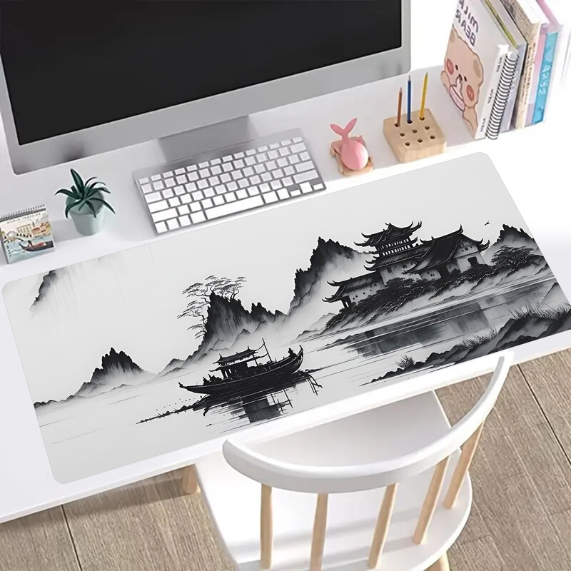 Cerneală și spălare eleganță: mouse pad ergonomic, realizat manual cu pictură chinezească pentru spații de lucru artistice