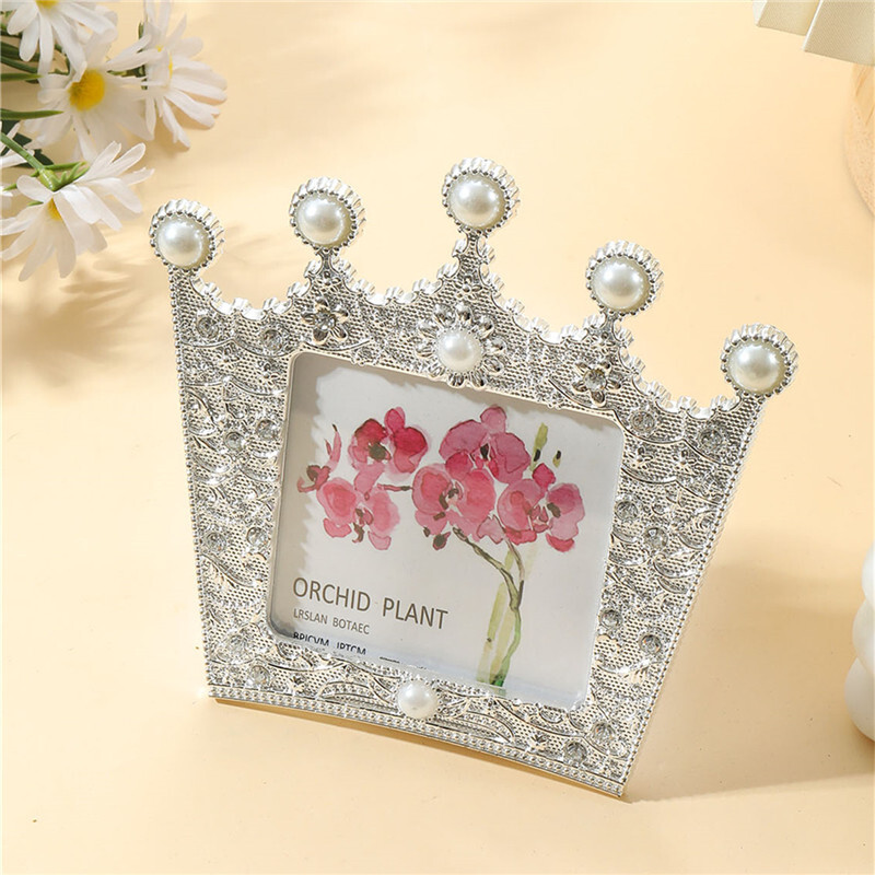 1 ramă foto pentru copii încrustată cu imitații de perle și coroane cu strass pentru decorarea camerei de Crăciun și Halloween