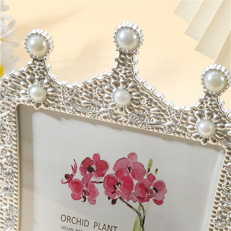 1 ramă foto pentru copii încrustată cu imitații de perle și coroane cu strass pentru decorarea camerei de Crăciun și Halloween