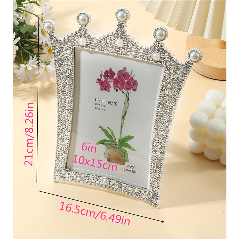 1 ramă foto pentru copii încrustată cu imitații de perle și coroane cu strass pentru decorarea camerei de Crăciun și Halloween