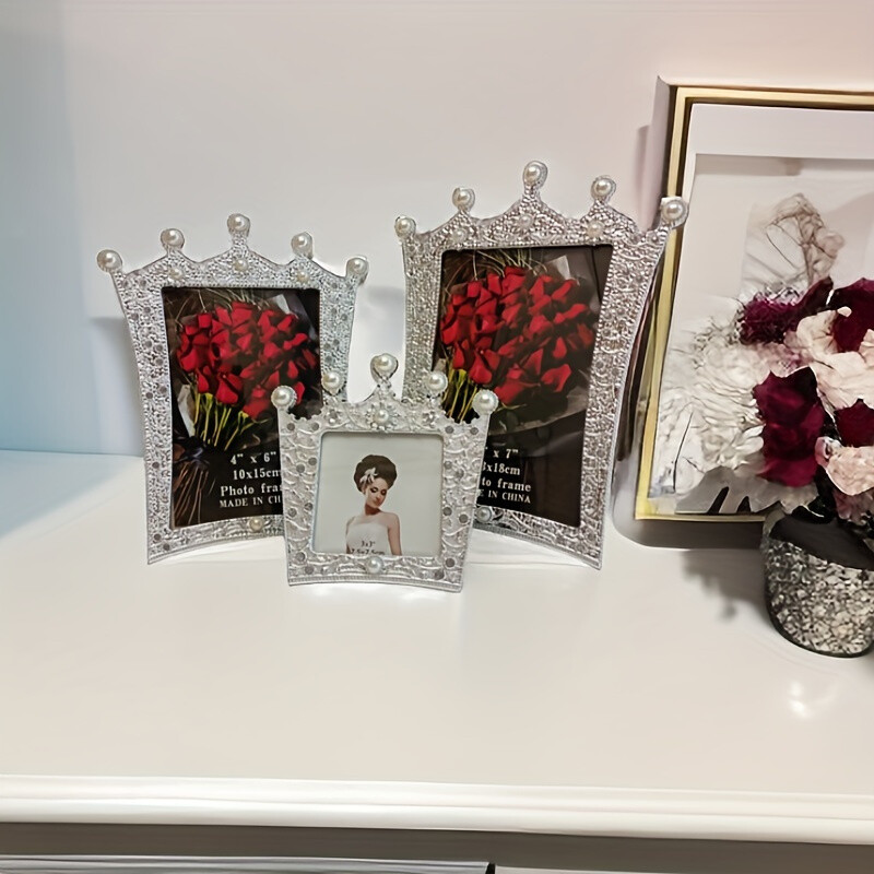 Afișaj de birou înrămat 5x7 cu diamante împânzite cu perle pentru rochii de mireasă, nunți, ziua mamei și ziua Îndrăgostiților