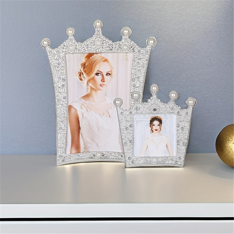 Afișaj de birou înrămat 5x7 cu diamante împânzite cu perle pentru rochii de mireasă, nunți, ziua mamei și ziua Îndrăgostiților