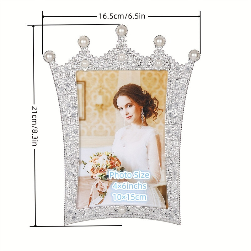 Afișaj de birou înrămat 5x7 cu diamante împânzite cu perle pentru rochii de mireasă, nunți, ziua mamei și ziua Îndrăgostiților
