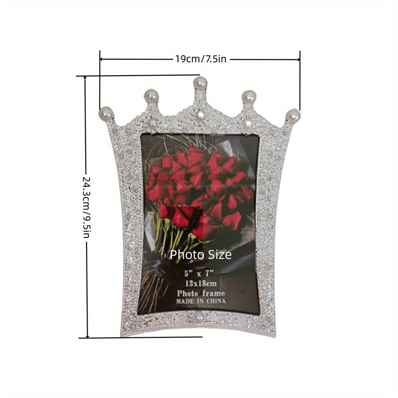 Afișaj de birou înrămat 5x7 cu diamante împânzite cu perle pentru rochii de mireasă, nunți, ziua mamei și ziua Îndrăgostiților