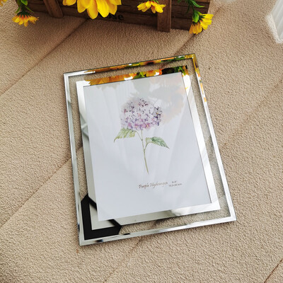 Kristályüveg képkeret Ezüst tükrös 10X15 15X20 20X25cm A4-es bizonyítványkeret Fényképkeret képekhez Emlékajándék