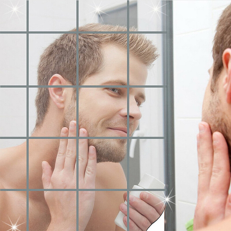9 buc. autocolante de perete cu oglindă 15 cm acrilic pătrată oglindă țiglă autocolante de perete Decal Home Living Room Decor 150*150*0.2mm