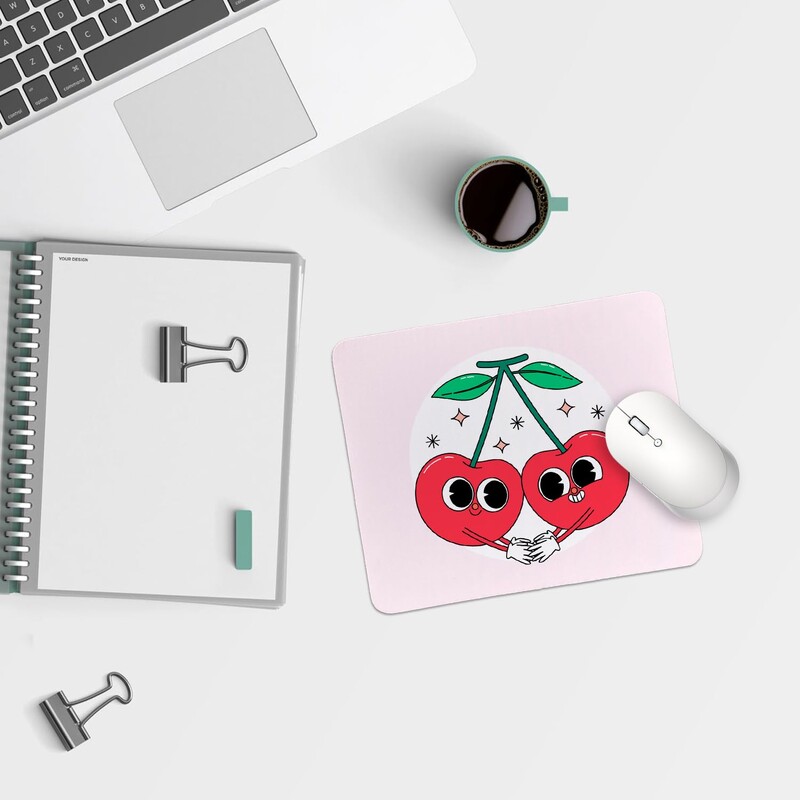 Tampoane de mouse pătrate cu imprimare cu model de cireșe, vândute la cald, Tampă de mouse confortabilă pentru jocuri