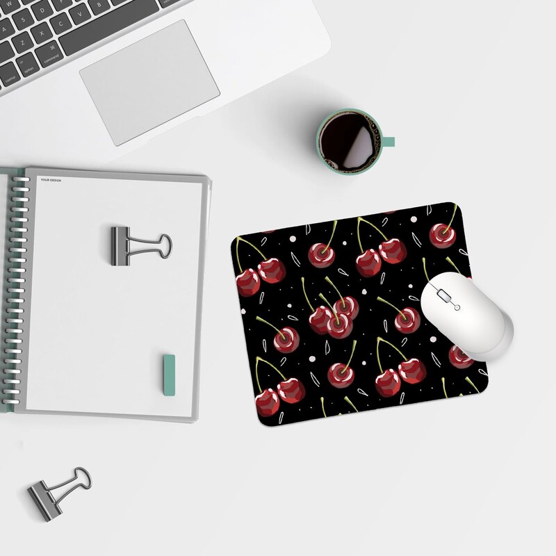 Tampoane de mouse pătrate cu imprimare cu model de cireșe, vândute la cald, Tampă de mouse confortabilă pentru jocuri