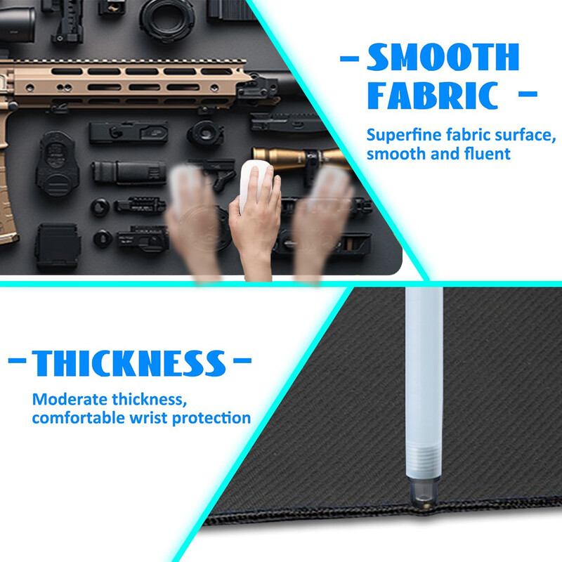 Mouse Pad de design pentru accesorii pentru pistol, grafic unic, antiderapant, dimensiune mare, suprafață netedă pentru jocuri și birou, durabil și ușor