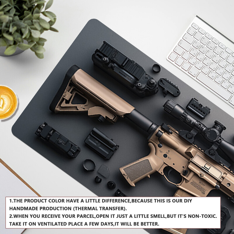 Mouse Pad de design pentru accesorii pentru pistol, grafic unic, antiderapant, dimensiune mare, suprafață netedă pentru jocuri și birou, durabil și ușor