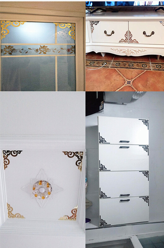 4 buc. Autocolante de perete cu oglindă 3D Decal pentru gresie, mozaic, decorare a casei, camera de zi, verandă, dulap, chenar, artă murală, autoadeziv