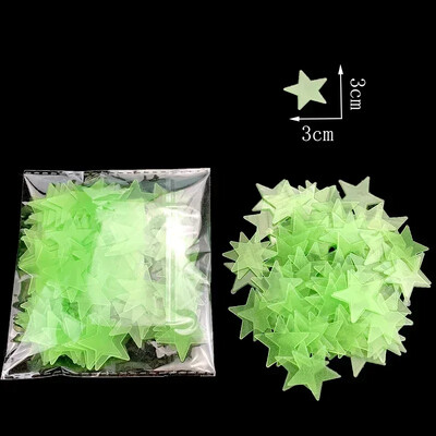 50/1000 db Sötétben világító csillagok fali matricák világító 3D fluoreszkáló öntapadó dekoráció otthoni baba gyerekek hálószoba mennyezetére